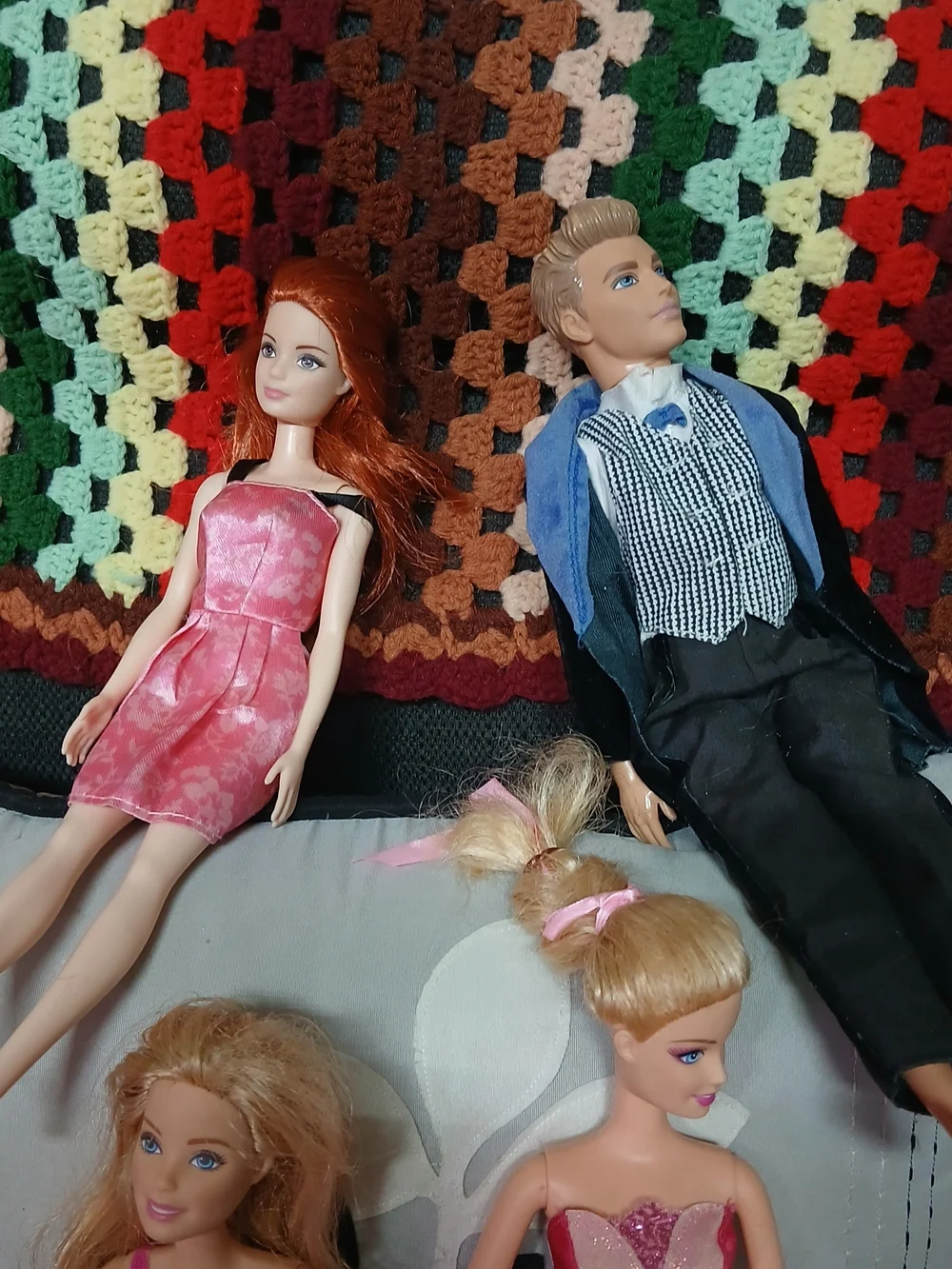 Mattel Dolls Set with Pink, Blue and Black Outfits 2015